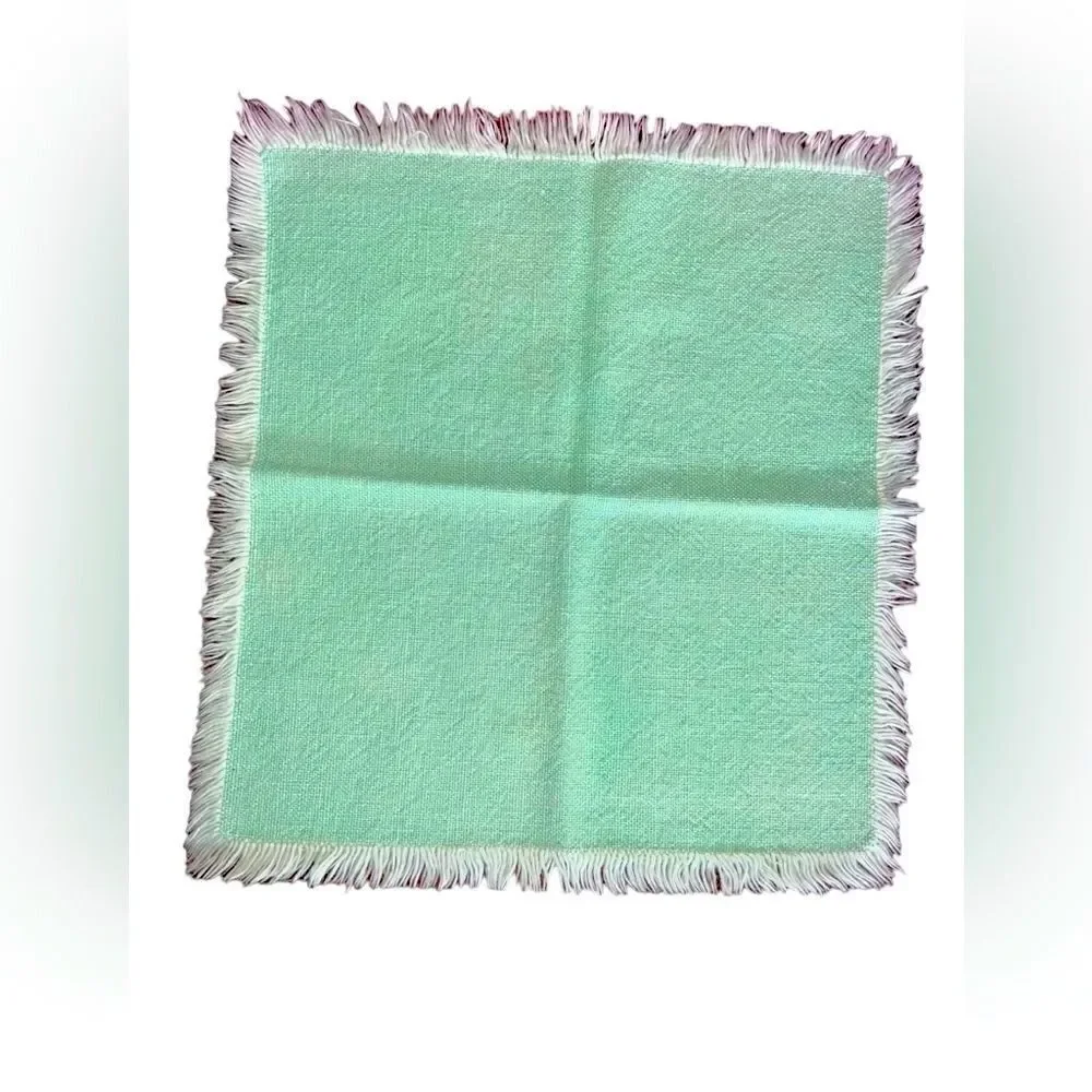 Pastel Green Cotton Rectangle Table cloth And Set Of 8 Napkins NWOT vintage‎